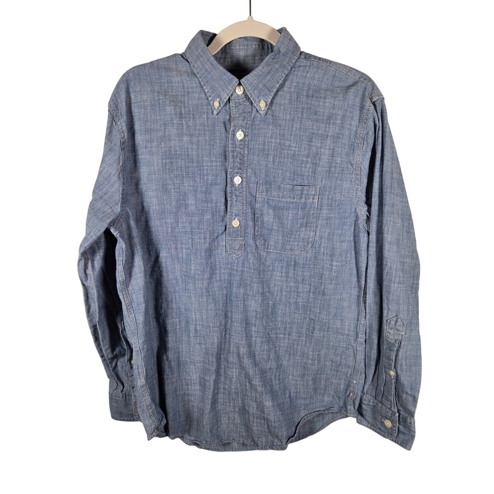 Abercrombie & Fitch Popover Shirt Mens Small Blue Chambray Cotton Casual Preppy